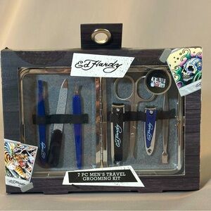 ED HARDY 7 Piece Men’s Manicure & Pedicure Set Kit Man Gift Nail Clipper